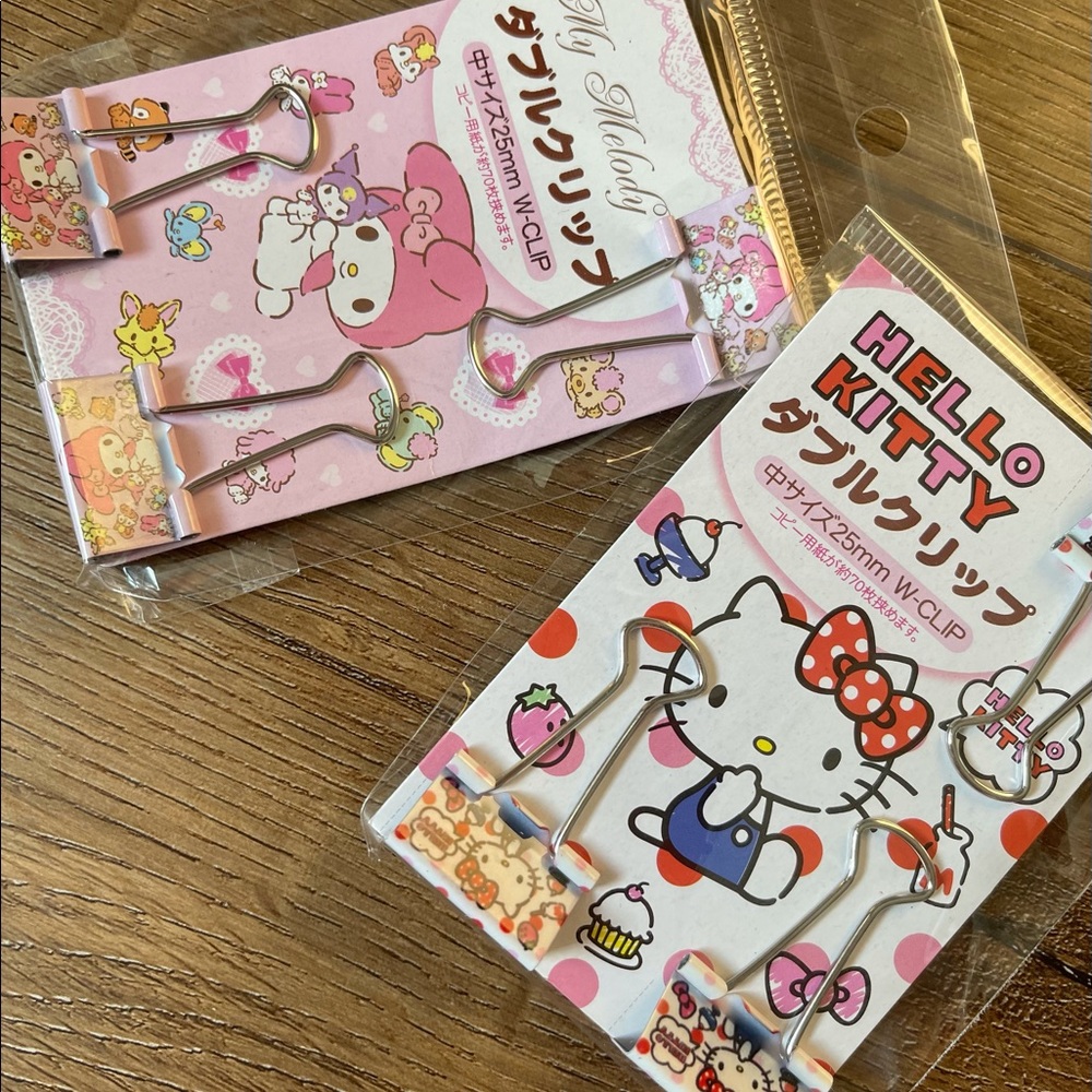 HELLO KITTY & MY MELODY-NWT Metal Paper Binders - Picture 5 of 9